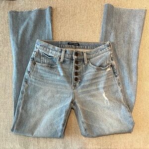 Lucky Brand Button Up Mid Rise Ava Bootcut Jeans with Raw Hem